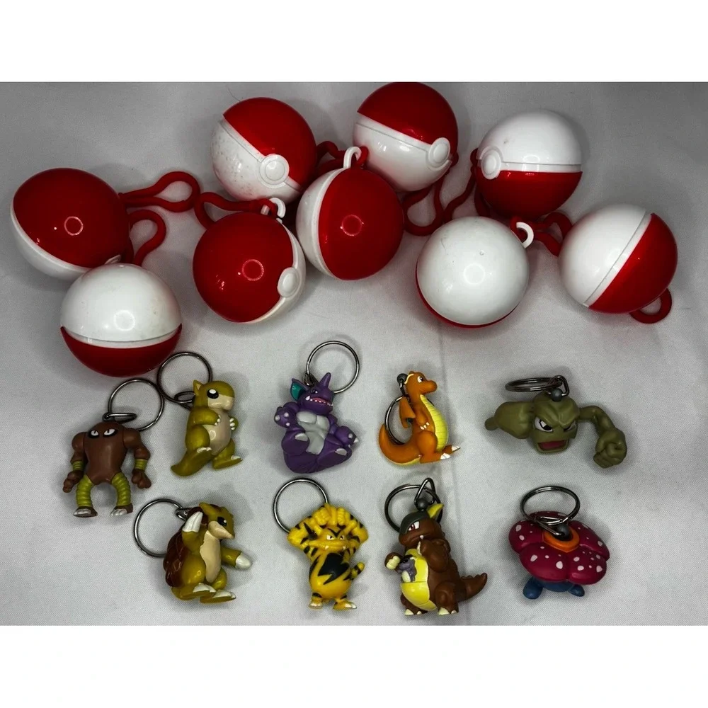 Lot Of 9‎ Vintage 1999 Pokemon Key Chains Burger King With Poke Balls